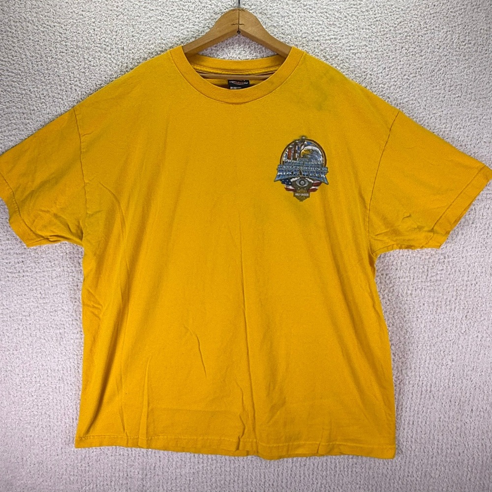 Harley Davidson Outer Banks Bike Week 2015 Yellow Graphic T-Shirt Mens 2XL‎